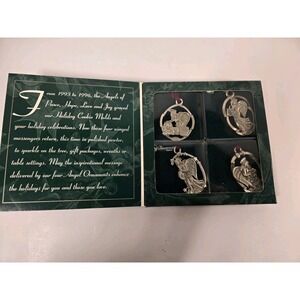Longaberger Pewter Angel Ornament‎ Set - Peace Hope Love Joy - Item #71757 1998